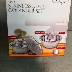 Stainless Steel Colander Set - Silver